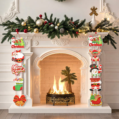 Christmas Decoration Hanging Door Banner, Santa Claus Snowman Pendant, Festive Design for Home Decor Outdoor