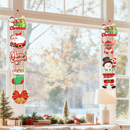 Christmas Decoration Hanging Door Banner, Santa Claus Snowman Pendant, Festive Design for Home Decor Outdoor