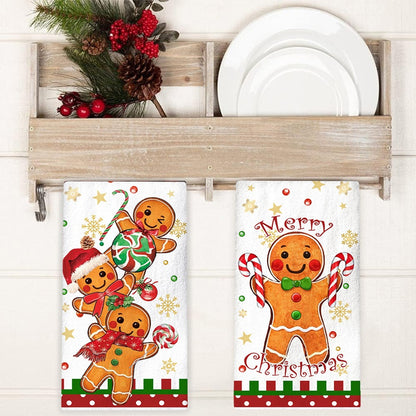 Merry Christmas Kitchen Towels, Gingerbread Man Dish Towel, Party Decoration, Navidad Natal Holiday Gift