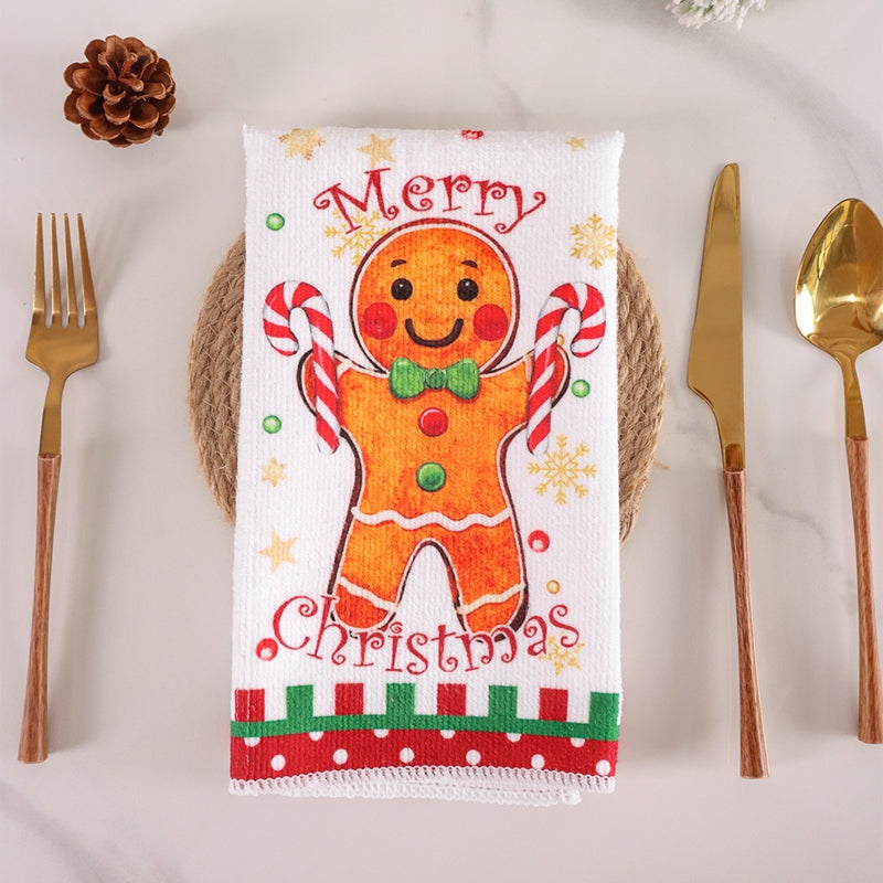 Merry Christmas Kitchen Towels, Gingerbread Man Dish Towel, Party Decoration, Navidad Natal Holiday Gift