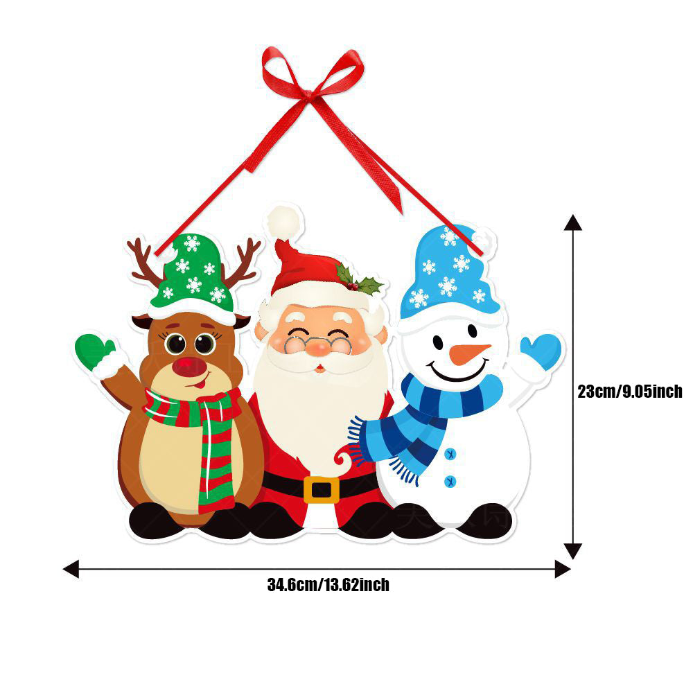 Xmas Paper Banner Drop Ornaments, Christmas Door Hanging Pendant, Santa Claus Snowman, Merry Christmas Decorations