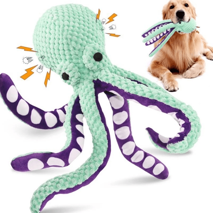 SnugglePup Plush Octopus Interactive Dog Toy with Squeaker Sound