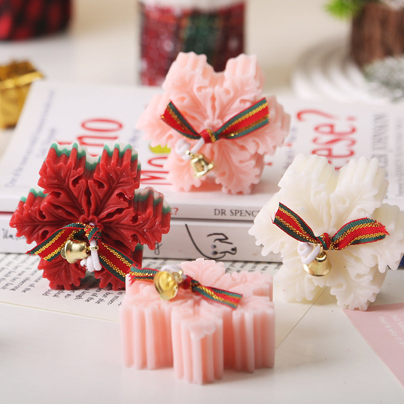 Christmas Soy Wax Candle, Snowflake Aroma Candle Set, Festive Fragrance Decoration, Holiday Companion Gift