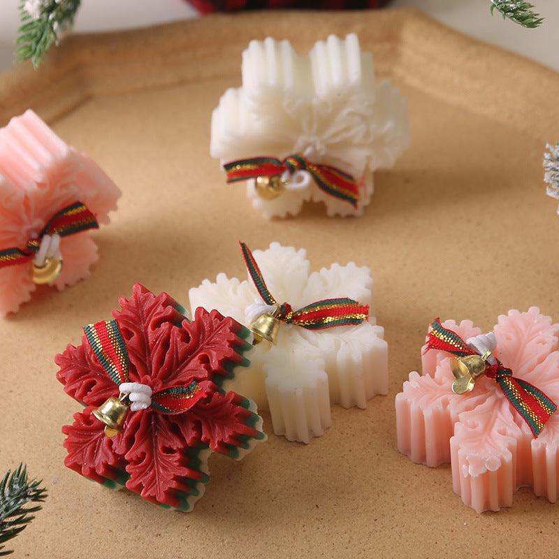 Christmas Soy Wax Candle, Snowflake Aroma Candle Set, Festive Fragrance Decoration, Holiday Companion Gift
