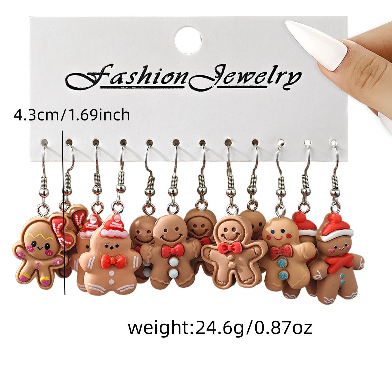 New Christmas Gift Jewelry, Resin Dangle Earrings, Cute Cartoon Gingerbread, Santa, Penguin, Christmas Tree for Women