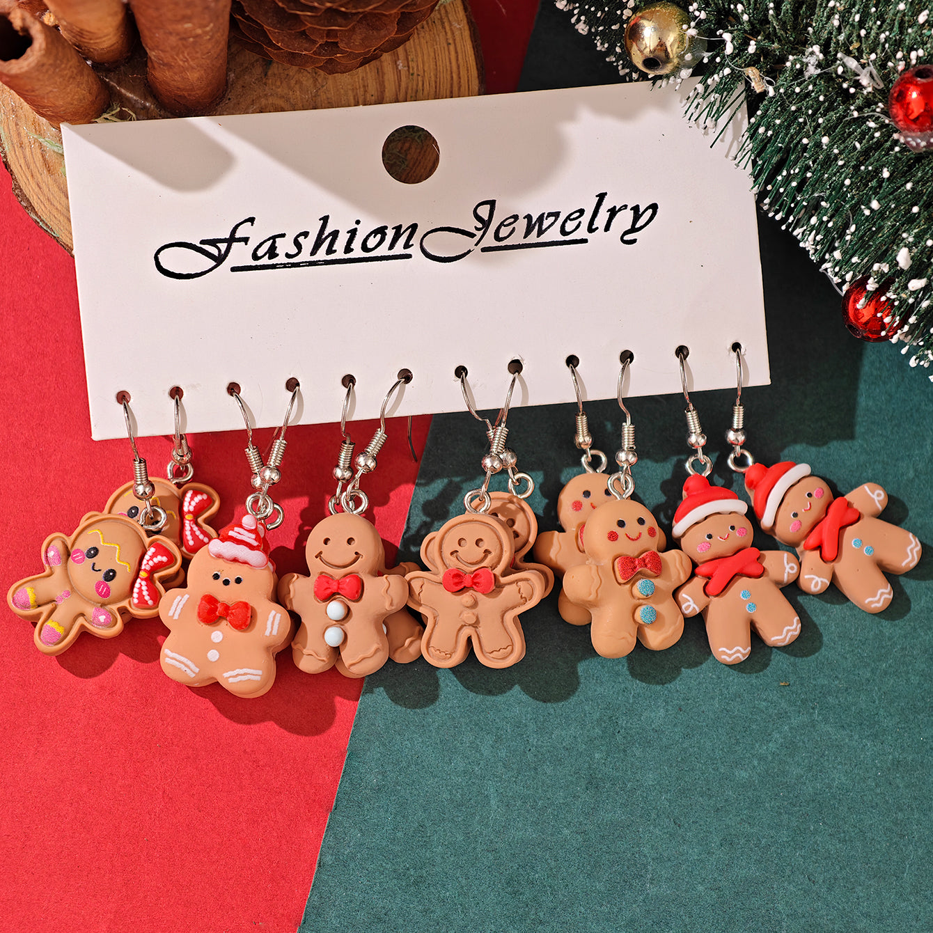 New Christmas Gift Jewelry, Resin Dangle Earrings, Cute Cartoon Gingerbread, Santa, Penguin, Christmas Tree for Women
