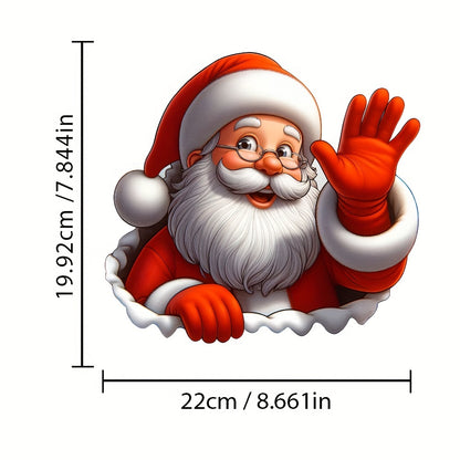 Self-Adhesive Decorative Sticker, Santa Claus Waving, Christmas PVC Car and Window Vinyl