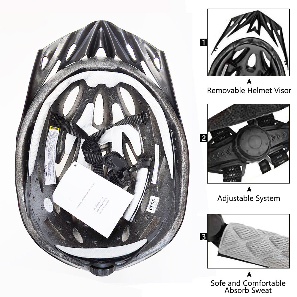 Lightweight Hollow Bicycle Helmet, Safety Head Protection, Comfortable Lining for Men and Women Riders