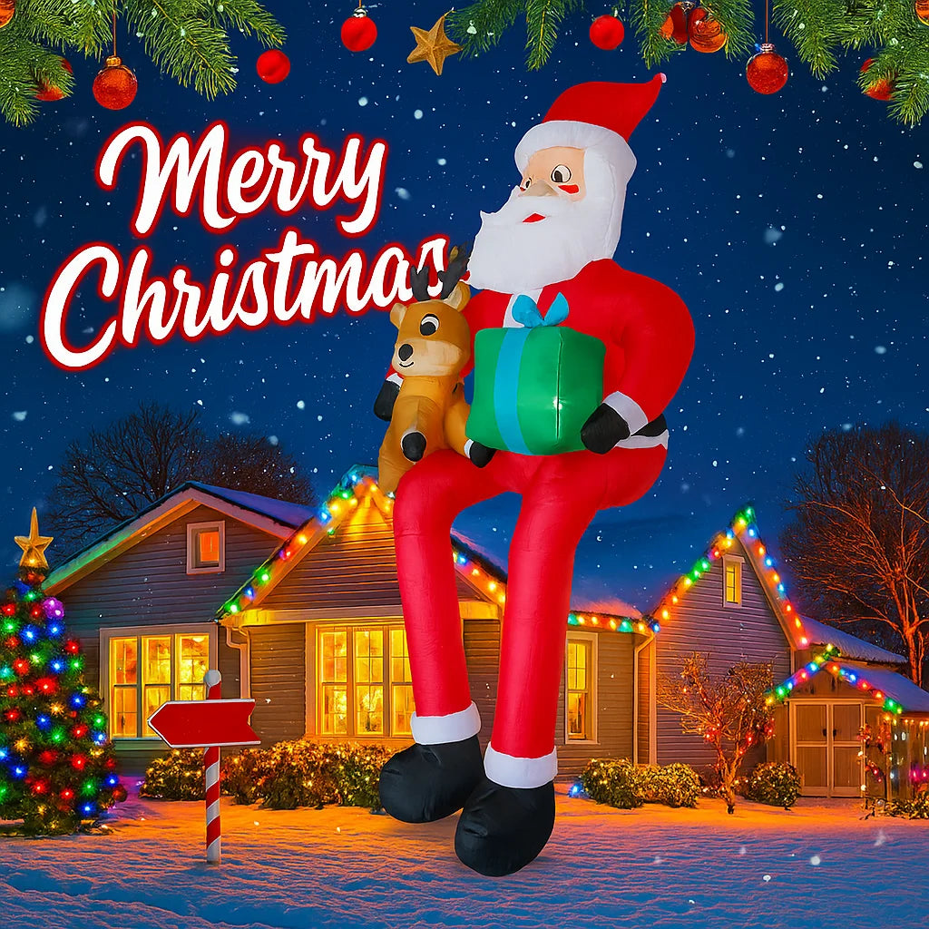 Xmas Yard Decor Reindeer Gift, LED Inflatable Christmas Toy Santa Claus Decoration, Home Ornament, Christmas Gifts