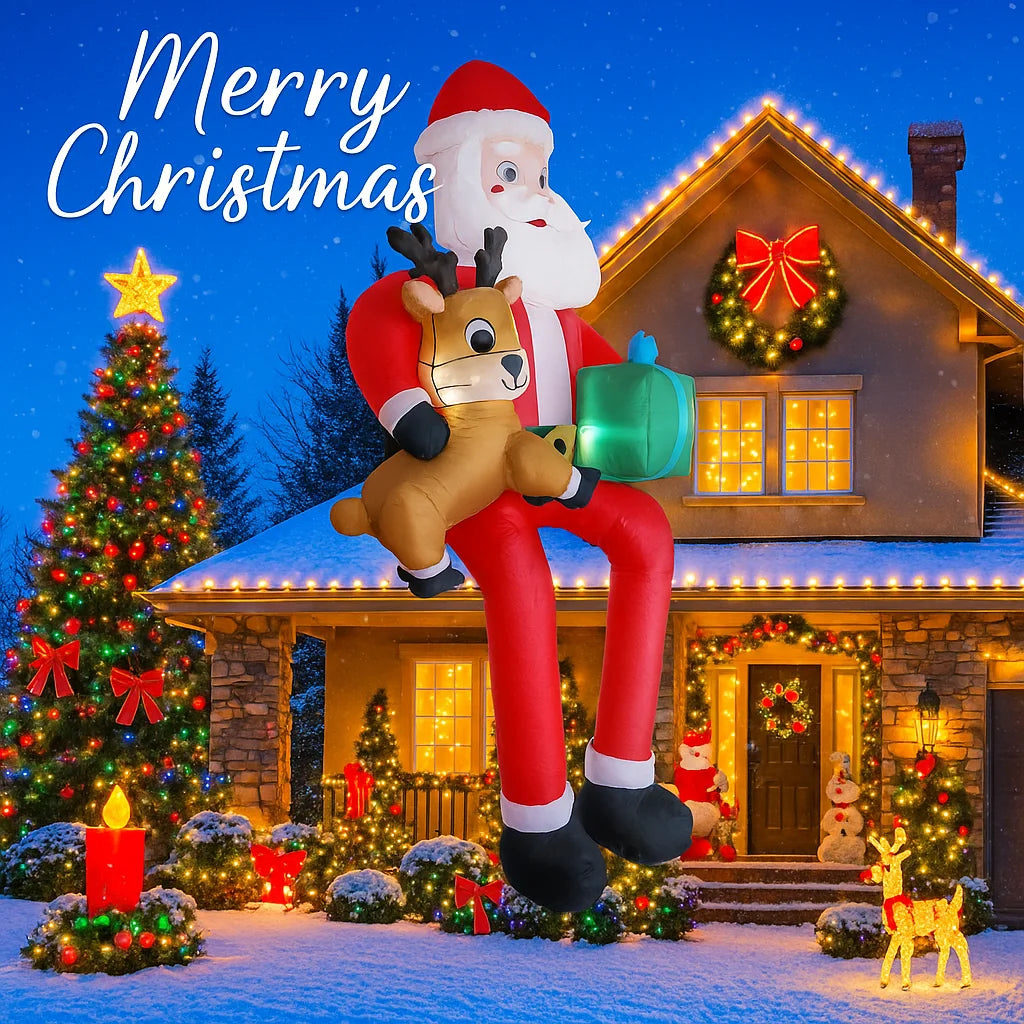 Xmas Yard Decor Reindeer Gift, LED Inflatable Christmas Toy Santa Claus Decoration, Home Ornament, Christmas Gifts