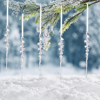 Christmas Decorative Pendants, Acrylic Threaded Ice Cone, Arrangement Cone And Bar Set, Simulated Ice Bars