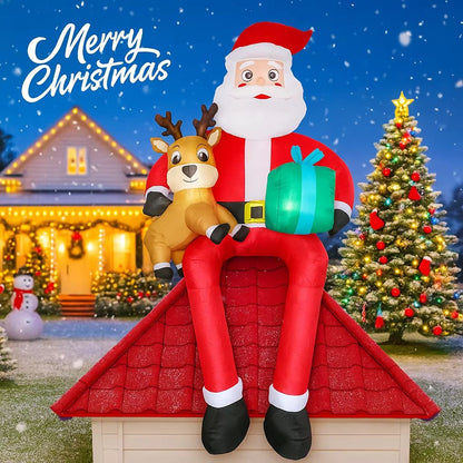 Xmas Yard Decor Reindeer Gift, LED Inflatable Christmas Toy Santa Claus Decoration, Home Ornament, Christmas Gifts