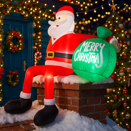 LED Lights Home Yard Ornaments, Inflatable Toy Christmas Decorations, Inflatable Santa Claus On Chimney