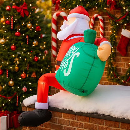 LED Lights Home Yard Ornaments, Inflatable Toy Christmas Decorations, Inflatable Santa Claus On Chimney