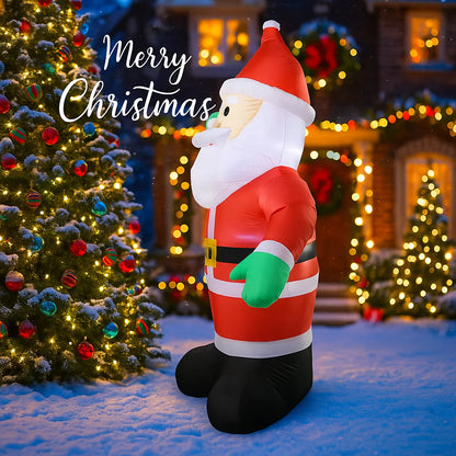 Inflatable Toy Wave Hand Santa Claus, Christmas Decoration for Yard with LED Light, Home Ornament Festive Gift