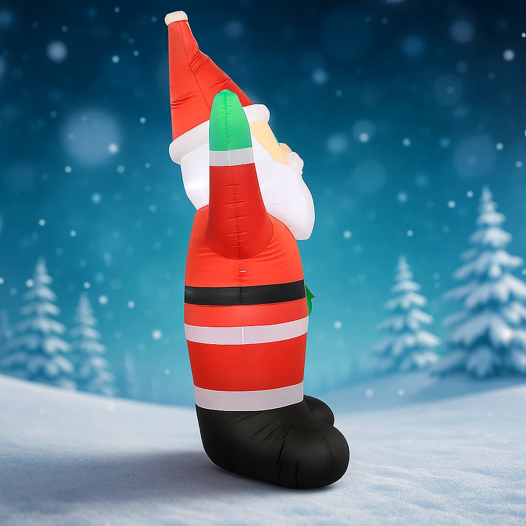 Inflatable Toy Wave Hand Santa Claus, Christmas Decoration for Yard with LED Light, Home Ornament Festive Gift