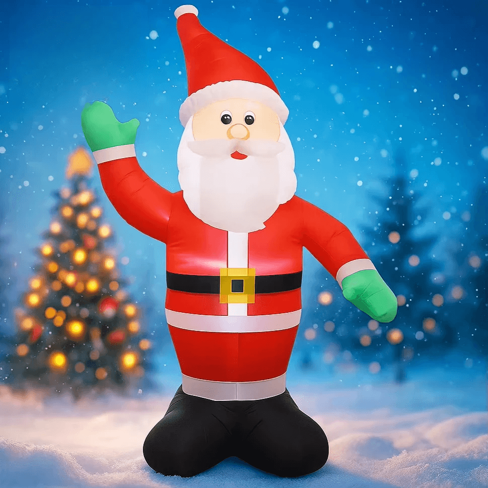 Inflatable Toy Wave Hand Santa Claus, Christmas Decoration for Yard with LED Light, Home Ornament Festive Gift