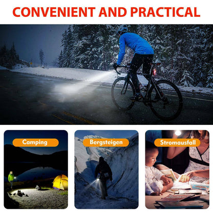 LED Rechargeable Bicycle Headlight, Front Rear Bike Light Set, Red Warning Tail Light for MTB and Night Cycling