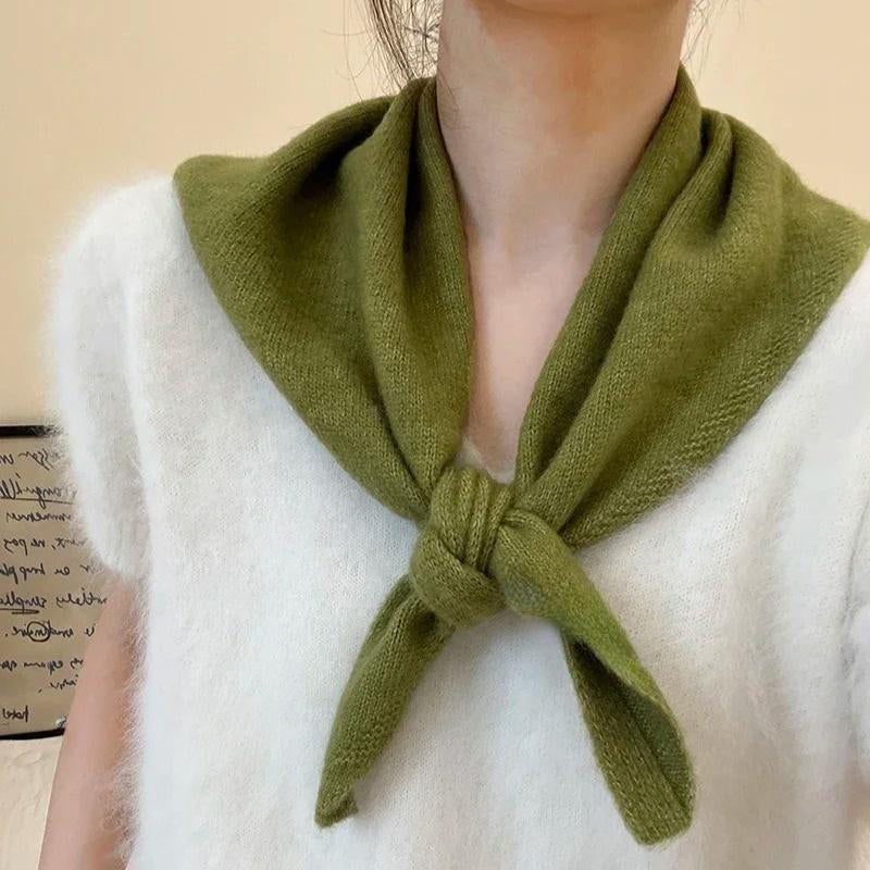 Soft Triangle Scarf, Winter Warm Pashmina, Bright Solid Color Thickened Shawl