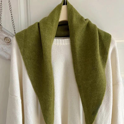 Soft Triangle Scarf, Winter Warm Pashmina, Bright Solid Color Thickened Shawl