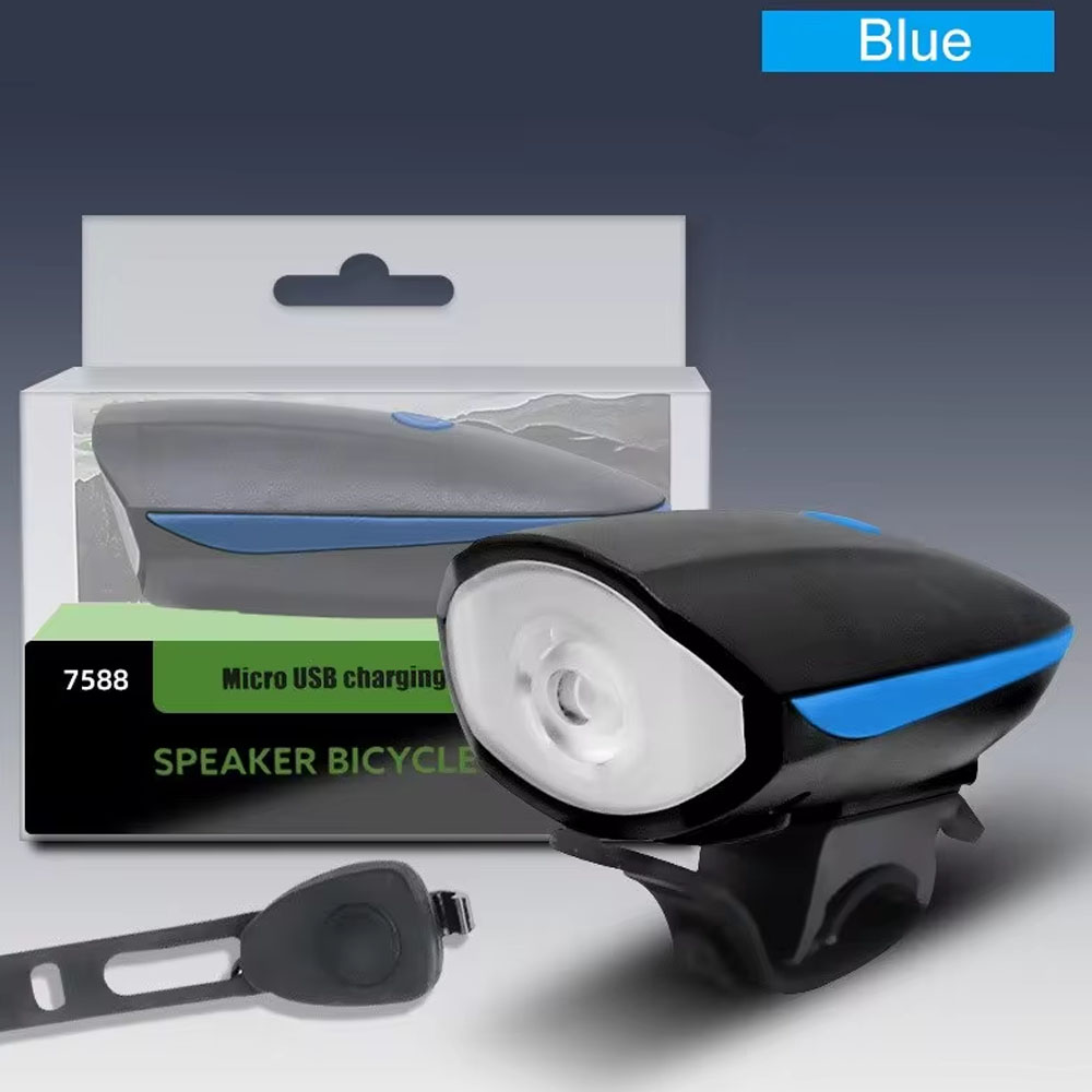 USB LED Waterproof Bicycle Light, Black Bike Horn Headlight for Outdoor and Mountain Rides