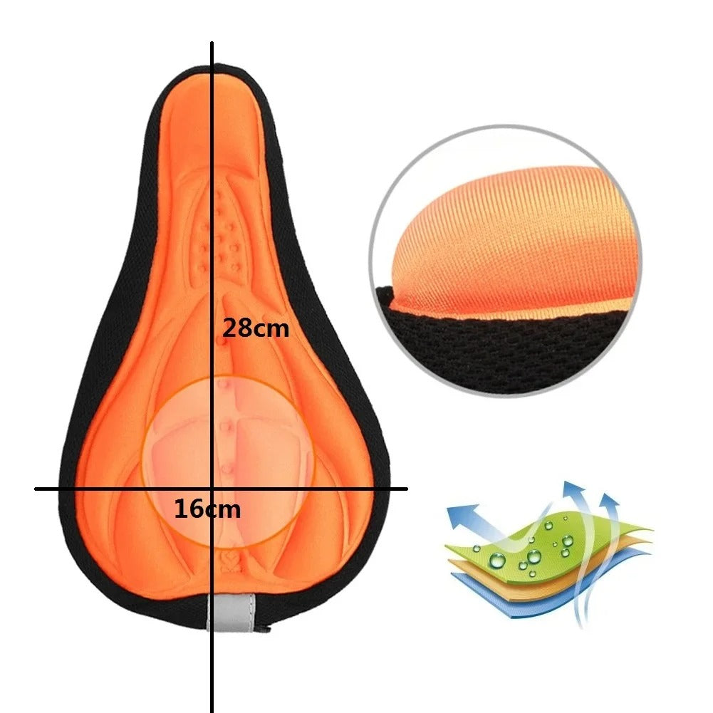 3D Soft Cycling Seat Cover, Bicycle Saddle Cushion, Thickened Sponge Pad, Mountain Bike Breathable Outdoor Accessory