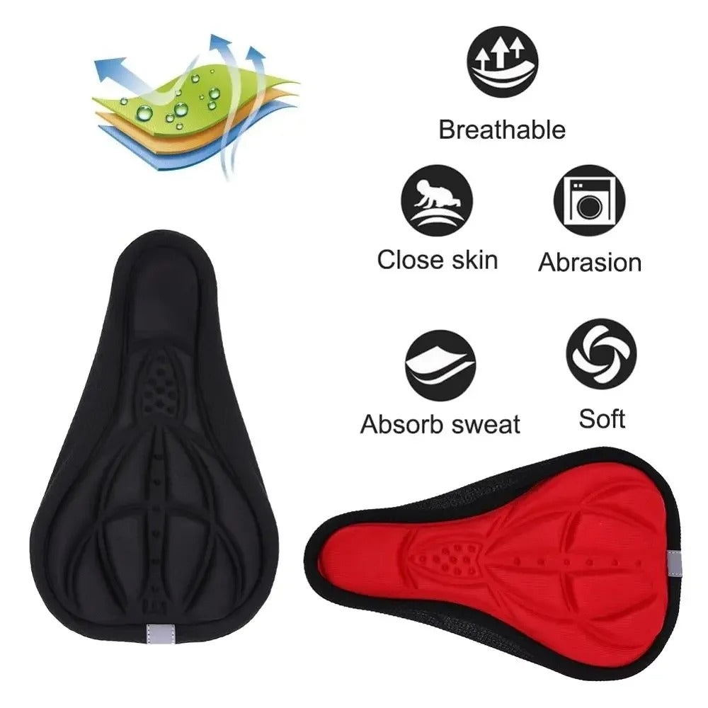 3D Soft Cycling Seat Cover, Bicycle Saddle Cushion, Thickened Sponge Pad, Mountain Bike Breathable Outdoor Accessory