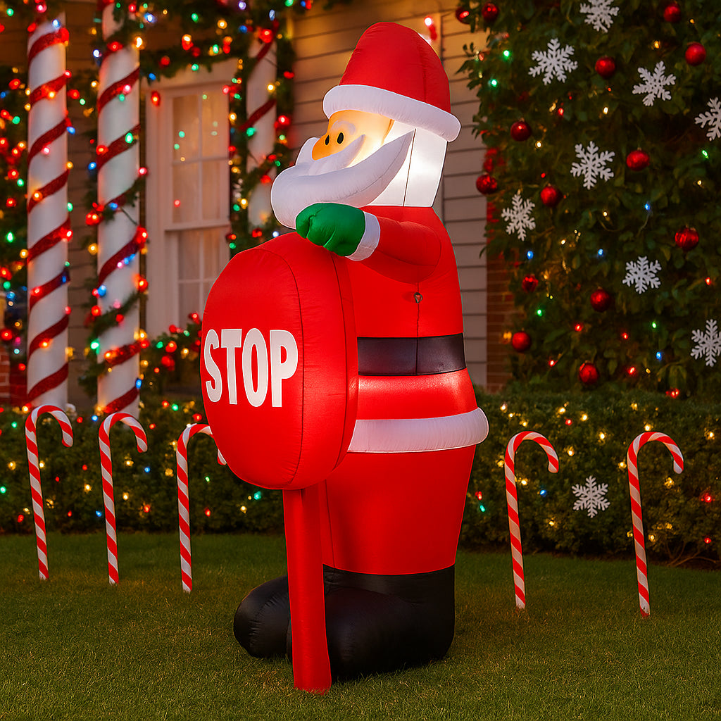 Inflatable Toy Christmas Decorations, Santa Claus Holding Sign Toy, Ornaments With LED Lights, Home Yard Holiday Decor
