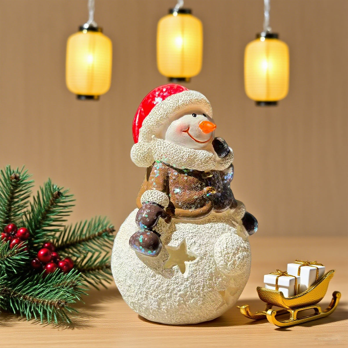 Small Christmas Scene Decoration, Christmas Cute Snowman Tabletop Decoration, Ins-Style Christmas Ornament