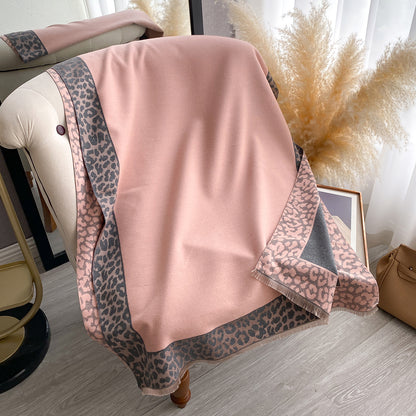 Luxury Winter Scarf for Women, Plaid Leopard Print, Cashmere Feel Pashmina Shawl, Warm Blanket Wrap