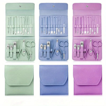 16 Piece Professional Manicure and Pedicure Kit with Nail Clippers and Travel Case