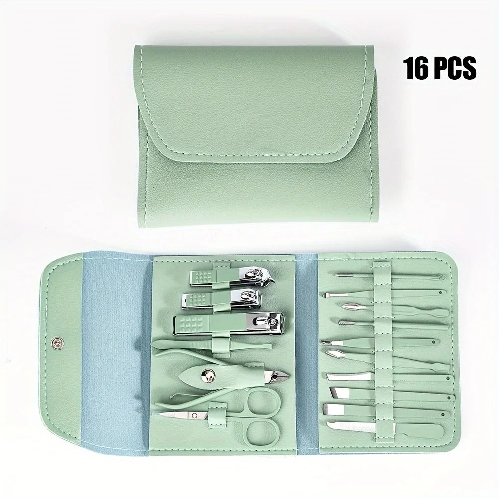 16 Piece Professional Manicure and Pedicure Kit with Nail Clippers and Travel Case