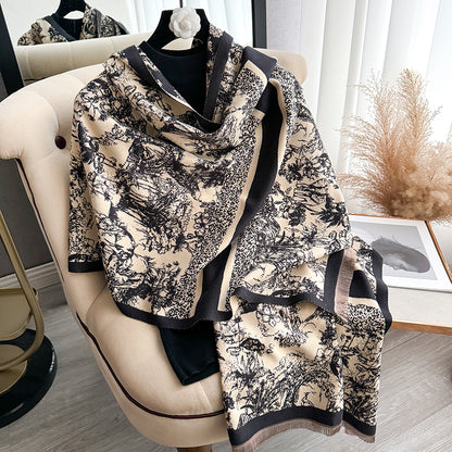 Brand Womens Scarf, Two Sided Print, Imitation Cashmere, Soft Warm Pashmina, Winter Shawl