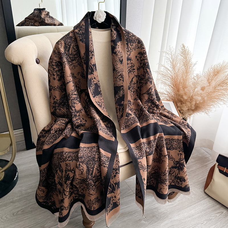 Brand Womens Scarf, Two Sided Print, Imitation Cashmere, Soft Warm Pashmina, Winter Shawl
