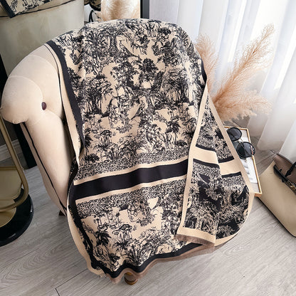 Brand Womens Scarf, Two Sided Print, Imitation Cashmere, Soft Warm Pashmina, Winter Shawl