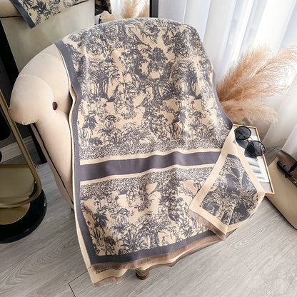 Brand Womens Scarf, Two Sided Print, Imitation Cashmere, Soft Warm Pashmina, Winter Shawl