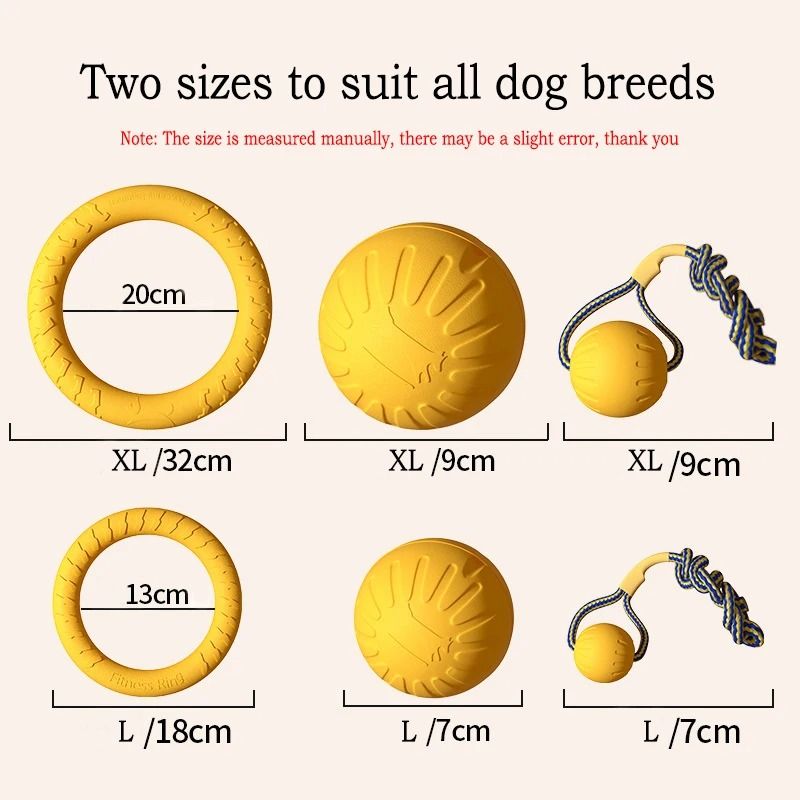 EVA Dog Toy Set 4-Pack Flying Disc Ball Tug Rope Chew Proof Teeth Cleaning Set