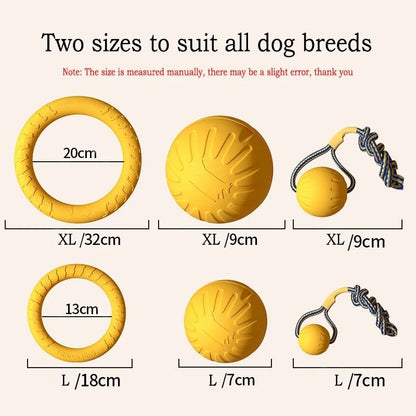 EVA Dog Toy Set 4-Pack Flying Disc Ball Tug Rope Chew Proof Teeth Cleaning Set