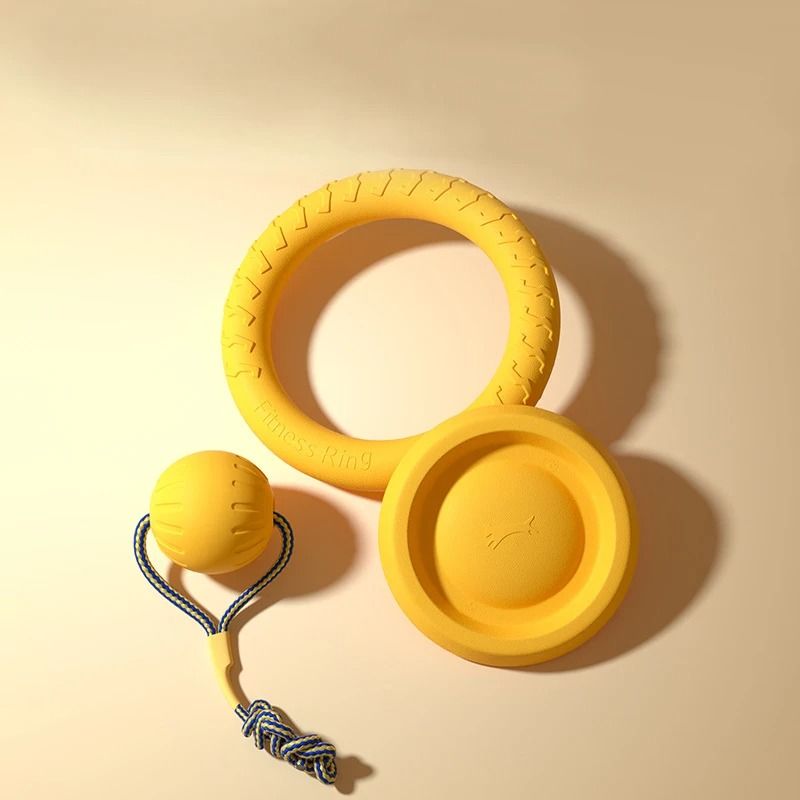 EVA Dog Toy Set 4-Pack Flying Disc Ball Tug Rope Chew Proof Teeth Cleaning Set