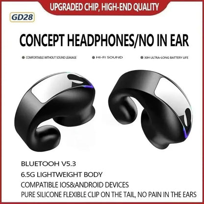 Bluetooth Earphone Clip On Mono Bone Conduction GD28 Wireless Headset