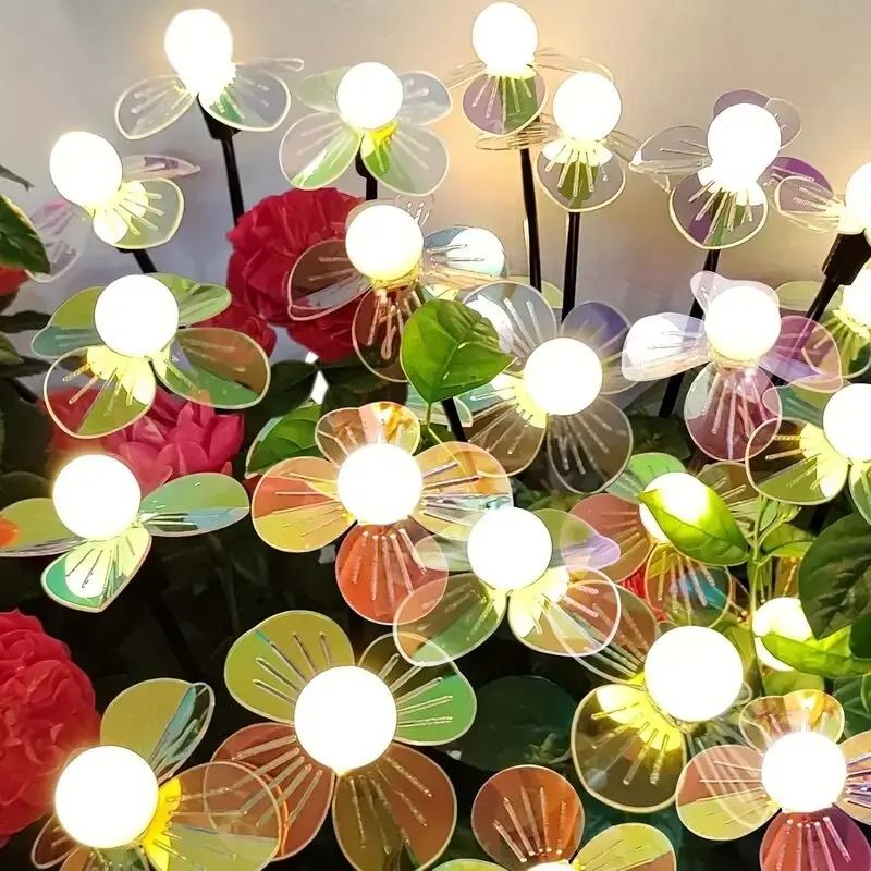 Solar Firefly Flower LED Light Outdoor Waterproof 2 Modes Decoration Lamp