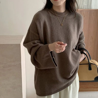 Oversized Loose Round Neck Sweater for Women Autumn Winter Knit