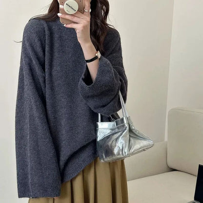 Oversized Loose Round Neck Sweater for Women Autumn Winter Knit