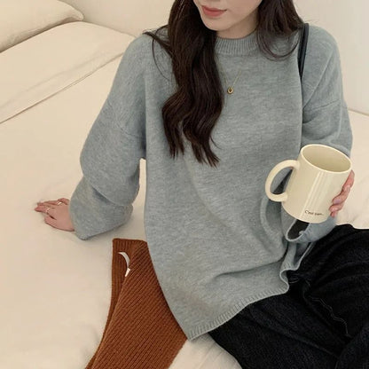 Oversized Loose Round Neck Sweater for Women Autumn Winter Knit
