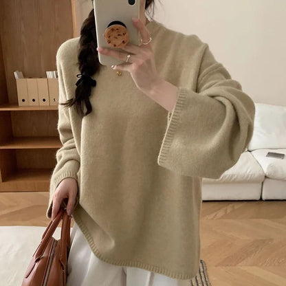 Oversized Loose Round Neck Sweater for Women Autumn Winter Knit