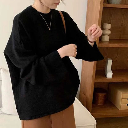 Oversized Loose Round Neck Sweater for Women Autumn Winter Knit