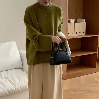 Oversized Loose Round Neck Sweater for Women Autumn Winter Knit