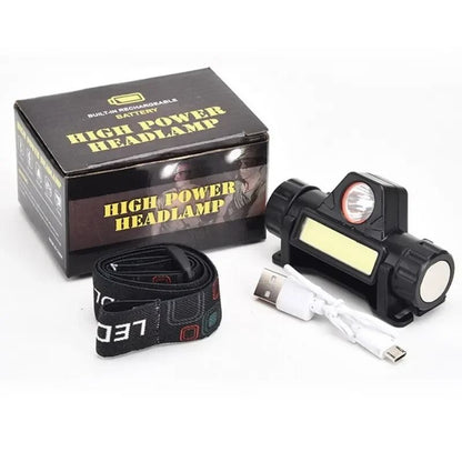 Rechargeable COB LED USB Headlamp Magnetic Waterproof Head Torch for Outdoor Use