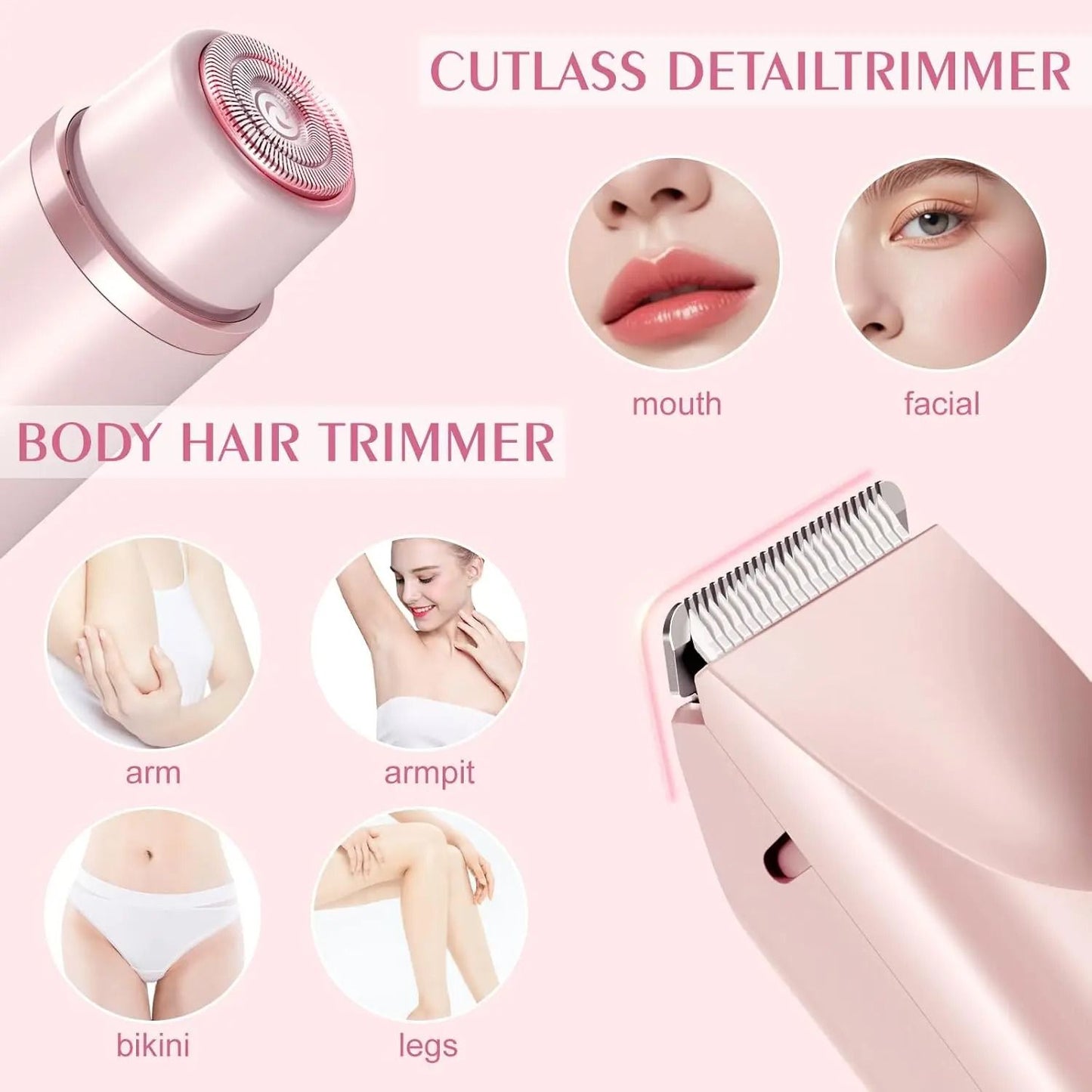 Electric Razor for Women 2 in 1 Painless Body and Facial Hair Remover