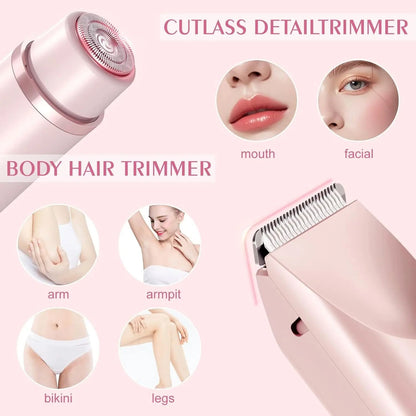 Electric Razor for Women 2 in 1 Painless Body and Facial Hair Remover